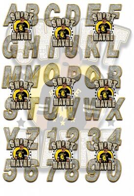 Diamond Letters &amp; Numbers: Gold Trim PSD File