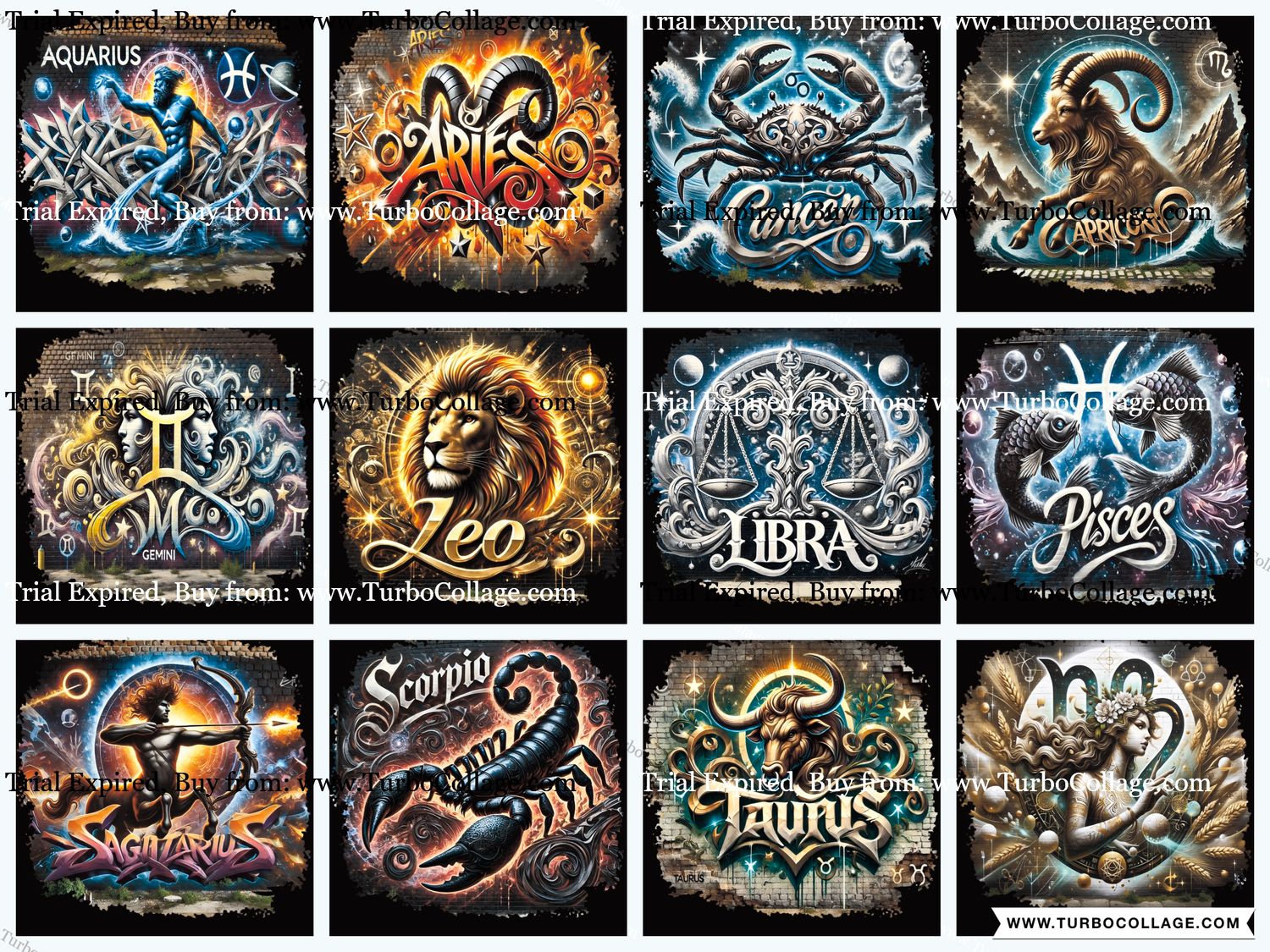 GRAFFITTI Zodiac PNG File Bundle