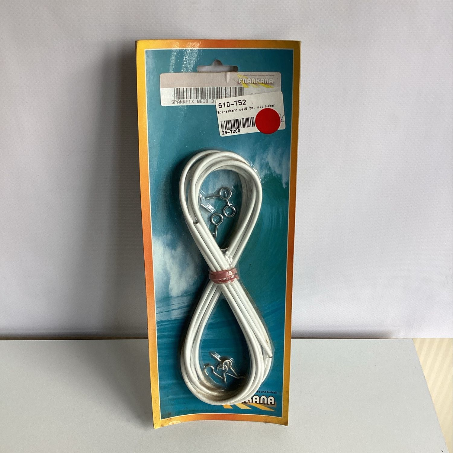 Spannfix Spiralband weiß 3 Meter mit Haken Gardine , NEU OVP