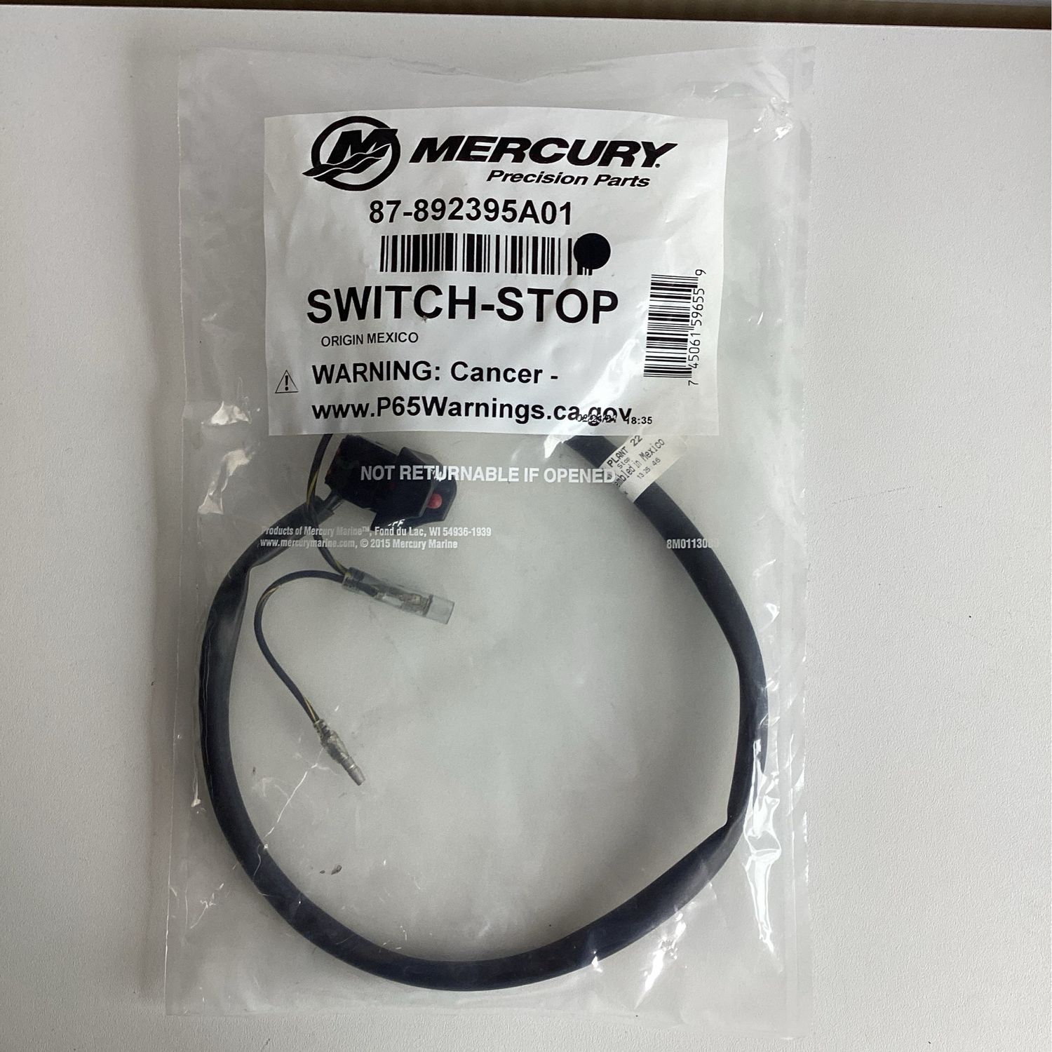 Mercury 892395A01 Switch-Stop