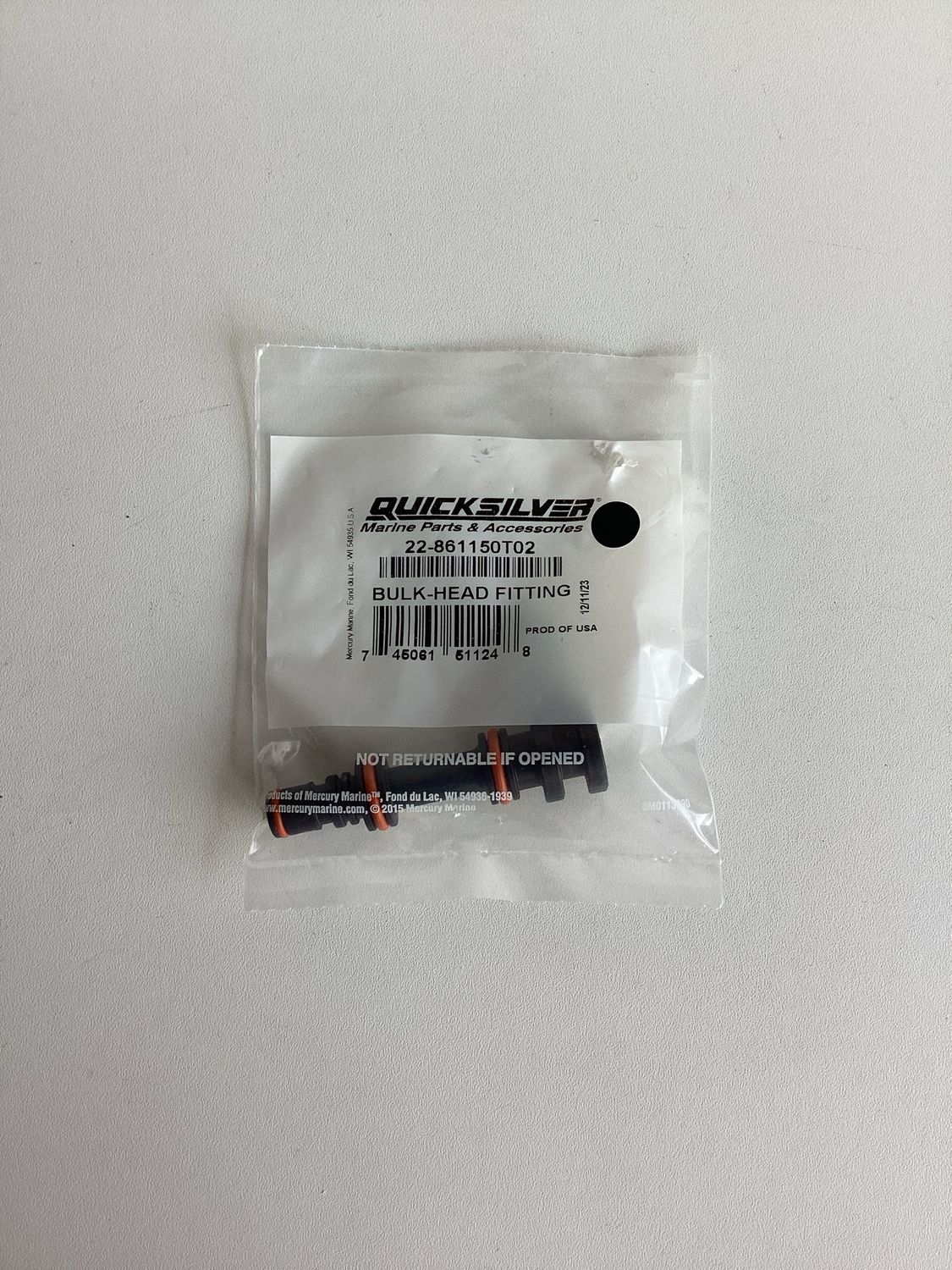 Quicksilver 861150T02 Bulk-Head Fitting