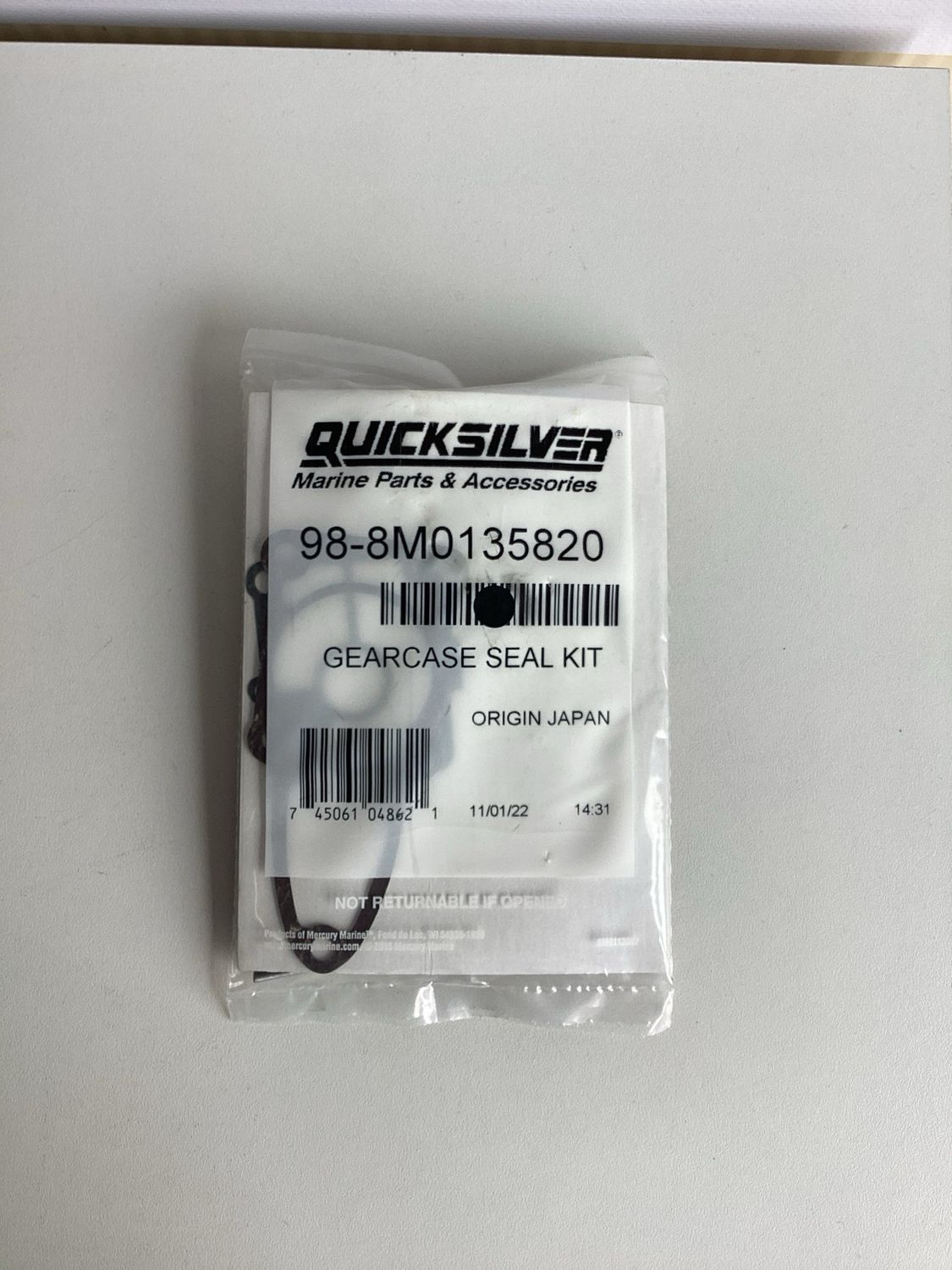 Quicksilver 8M0135820 Gearcase Seal Kit