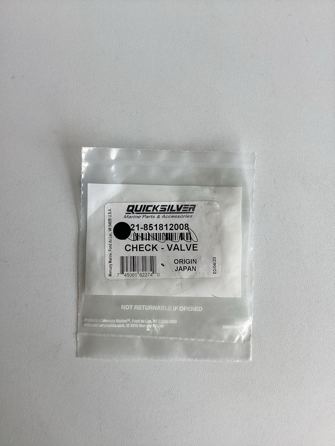 Quicksilver 851812008 Check-Valve