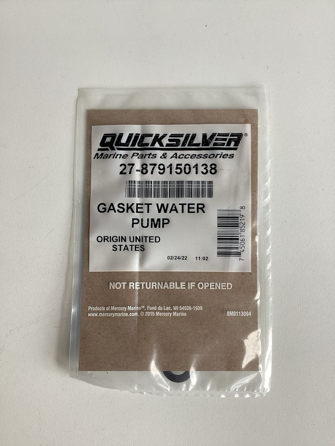 Quicksilver 879150138 Gasket Water Pump