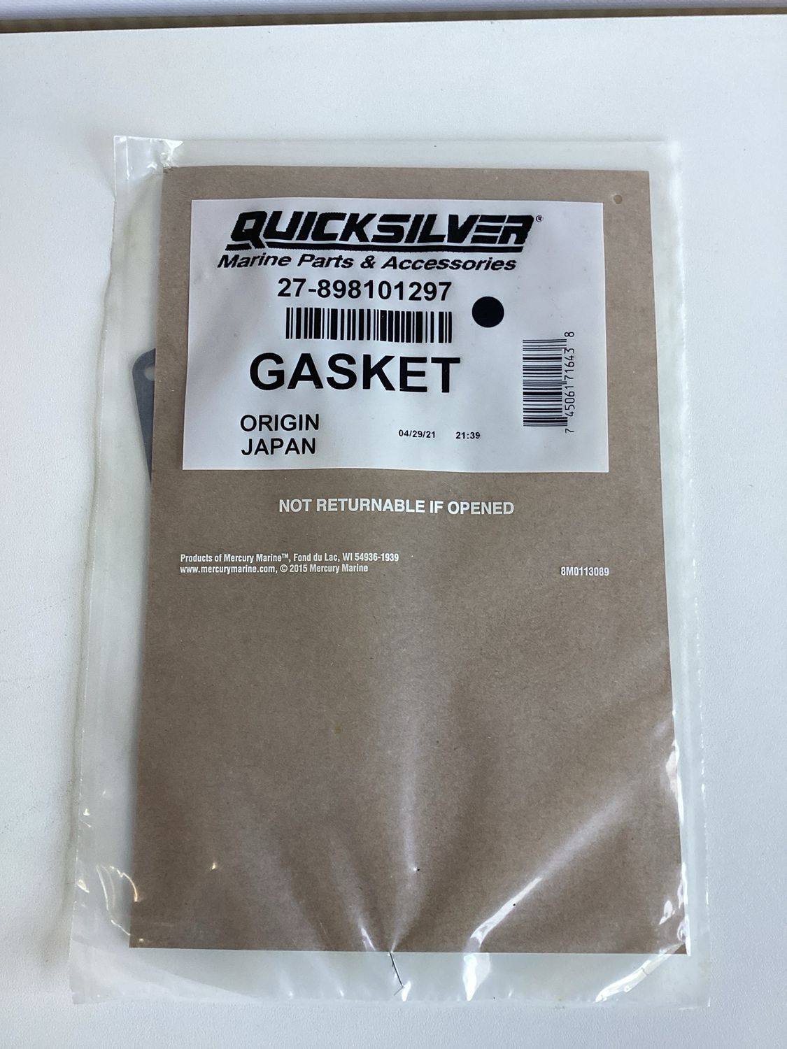 Quicksilver 898101297 Gasket