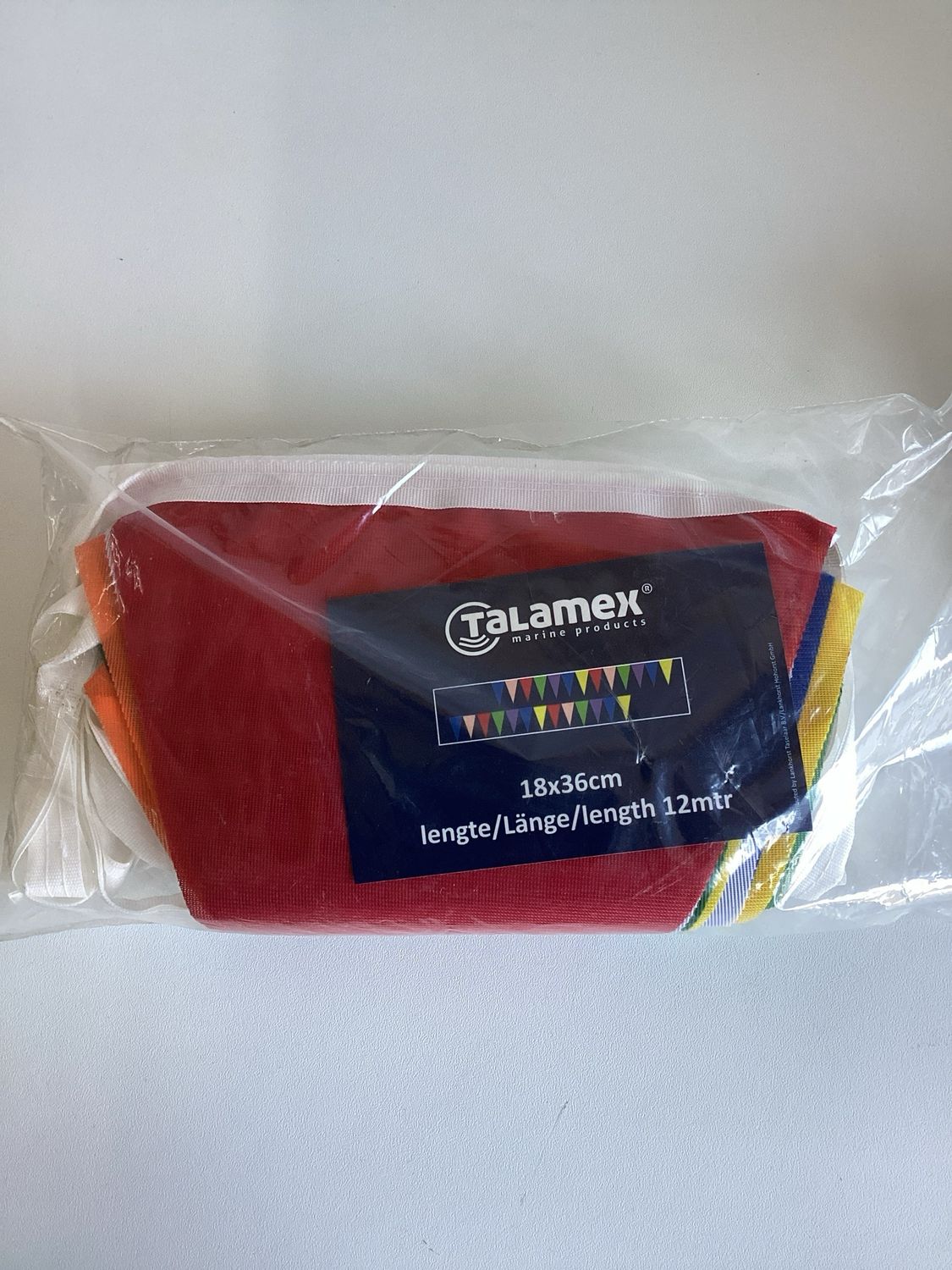 Talamex 27601000 bunte Wimpelkette 18x36cm 12Meter