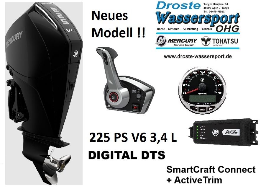 Mercury F225XL DTS 225PS 4-Takter, Extra- Langschaft, Powertrim, DTS