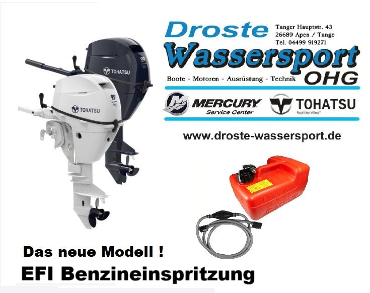NEU Tohatsu MFS 9.9 CYL EFI 9,9 PS 4-Takt Handstart Pinne
