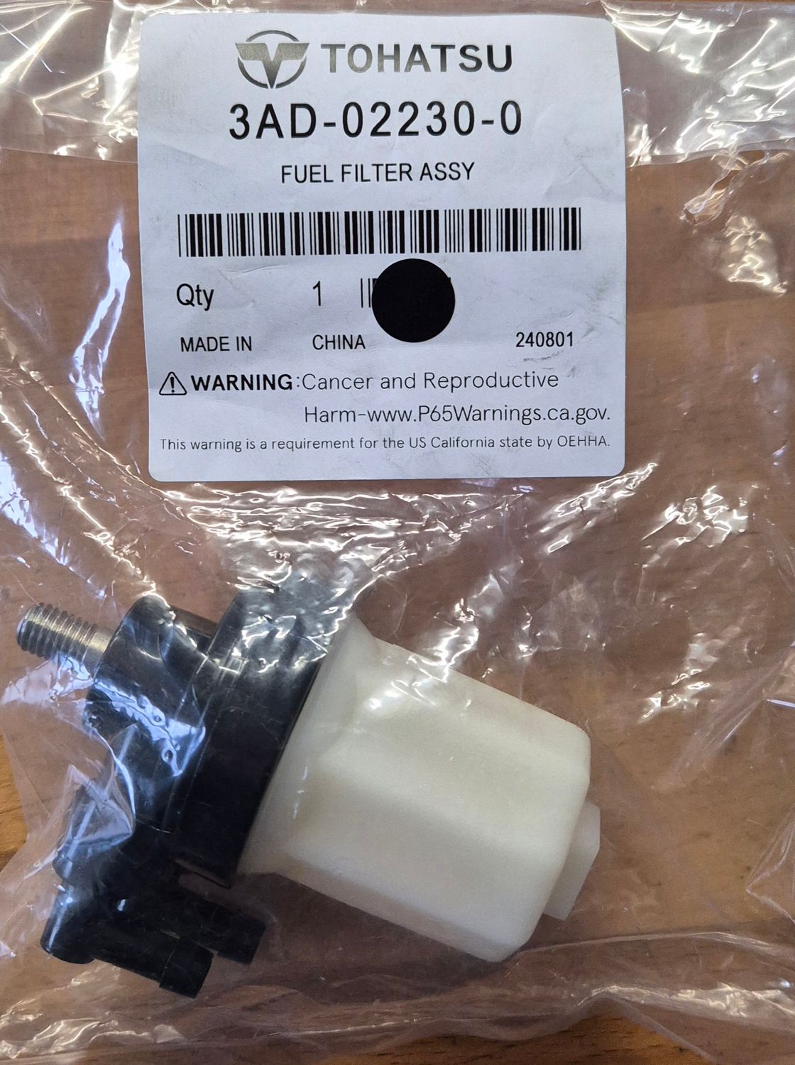 Tohatsu 3AD-02230-0 Fuel Filter Assy