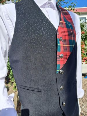 Waistcoat Black tartan red