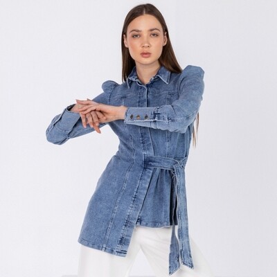 Low High Ruffle Denim Jacket 