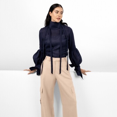 Dark Navy linen Blouse