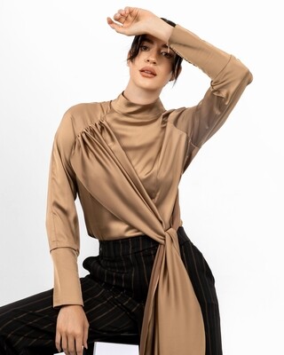Camel Silk Blouse