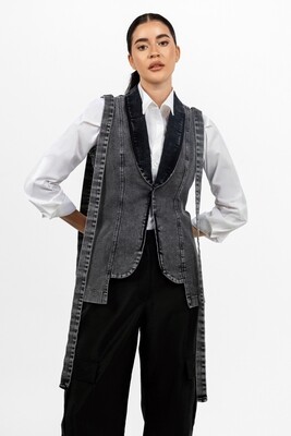 Gray Denim Blazer Vest.