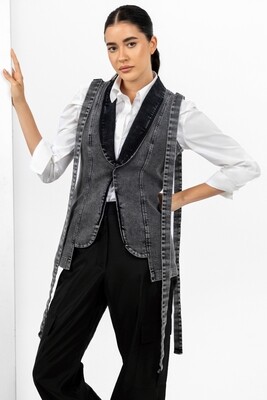 Gray Denim Blazer Vest.
