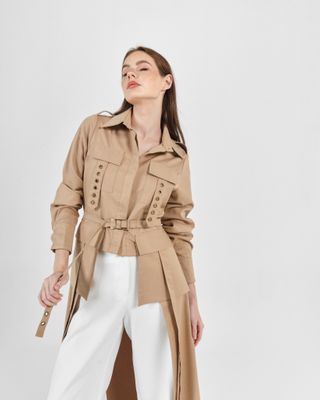 Shirt Dress with Hollow Circles