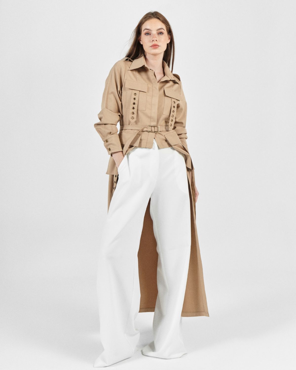 Shirt Dress with Hollow Circles