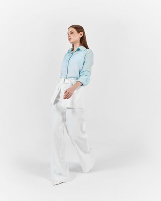 NAVY BLUE LINEN BLOUSE