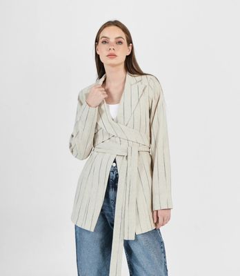 Stripped linen Blazer