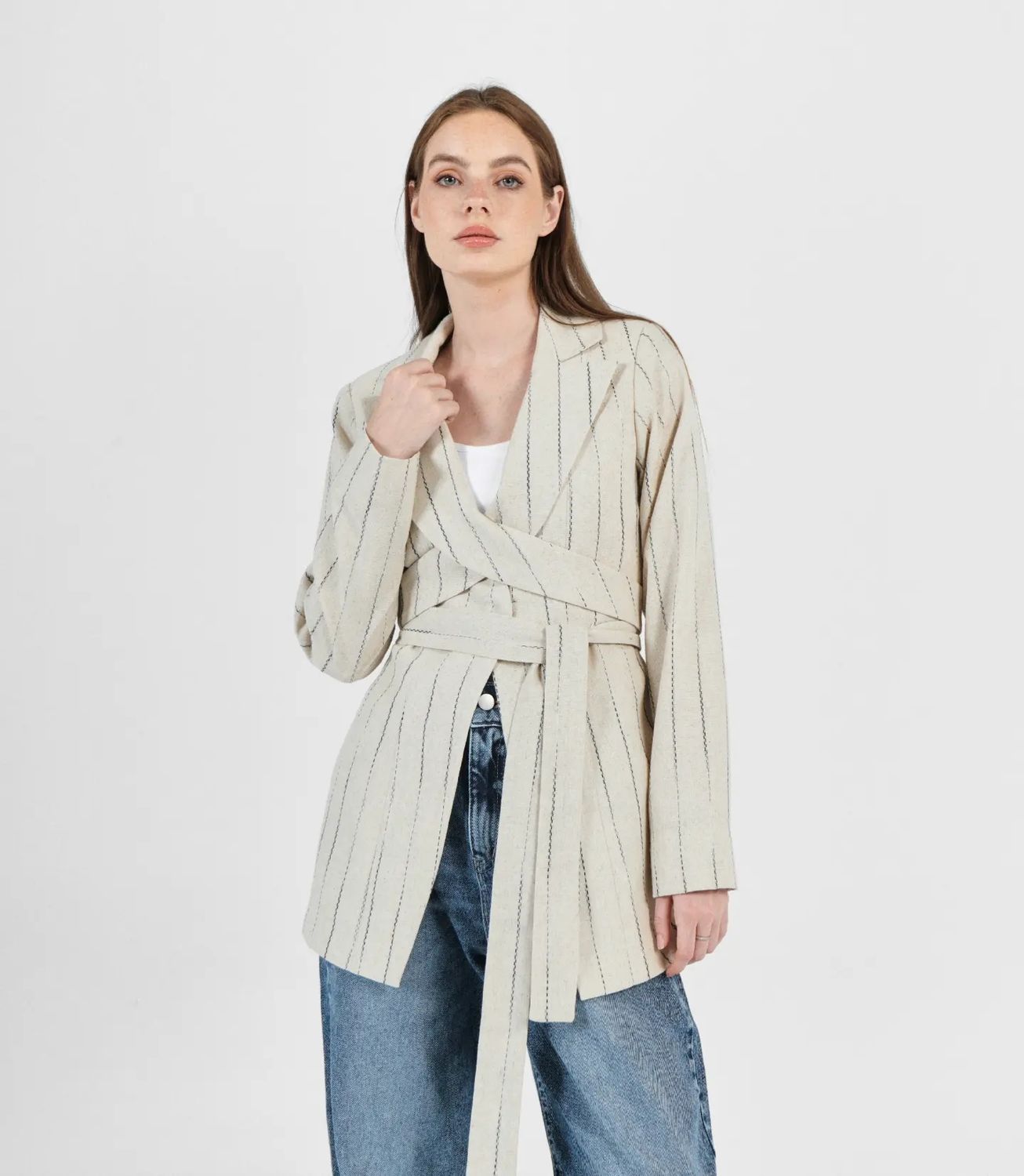 Stripped linen Blazer
