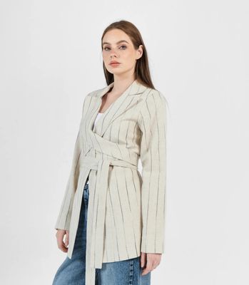 Stripped linen Blazer