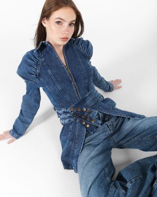 Denim Jacket with puffy shoulders