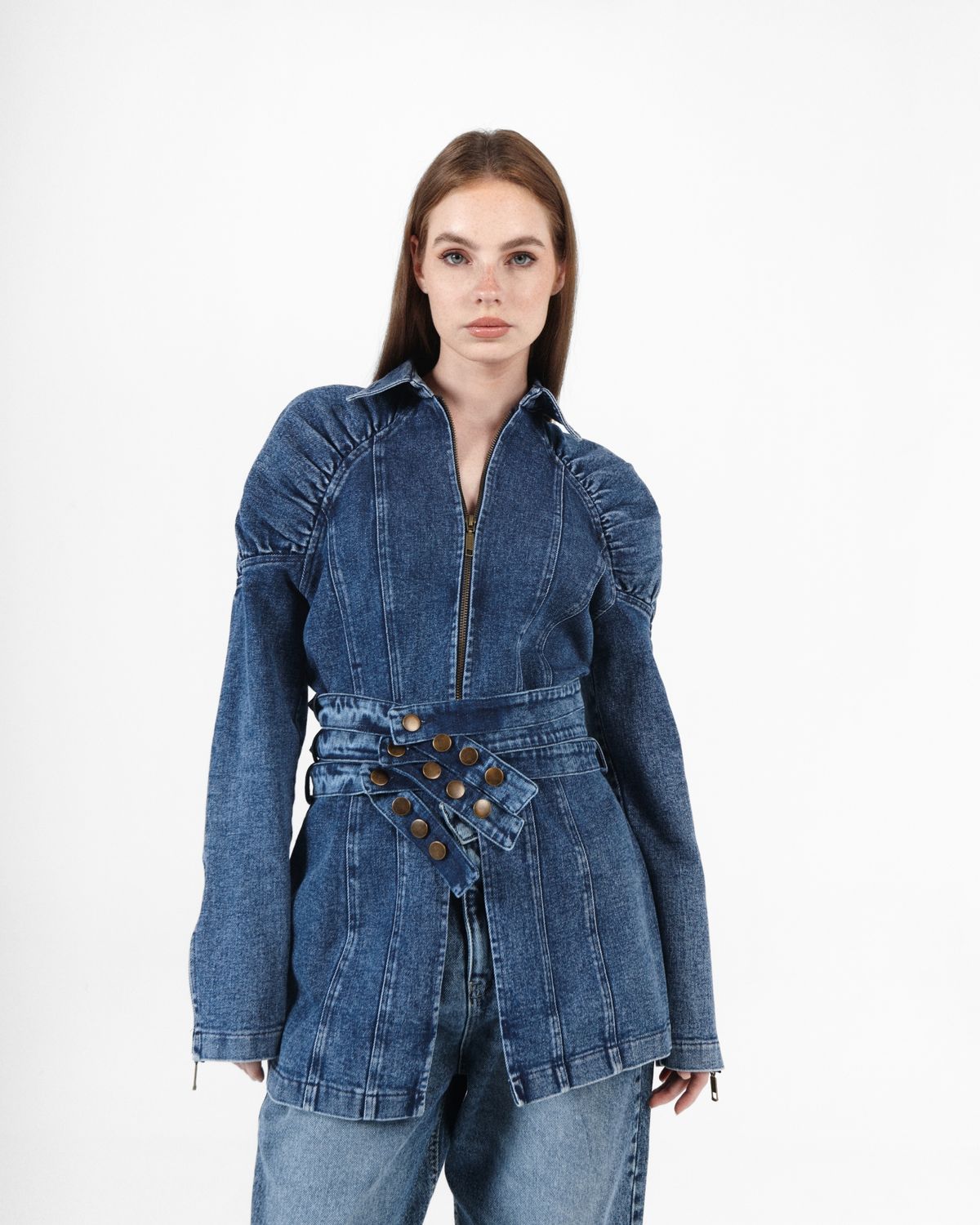 Denim Jacket with puffy shoulders
