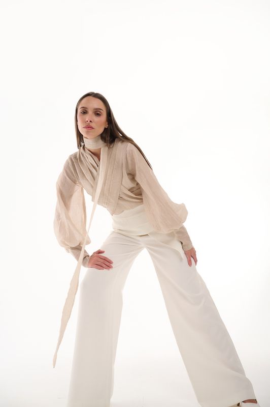 Peral Beige chiffon koresha Blouse