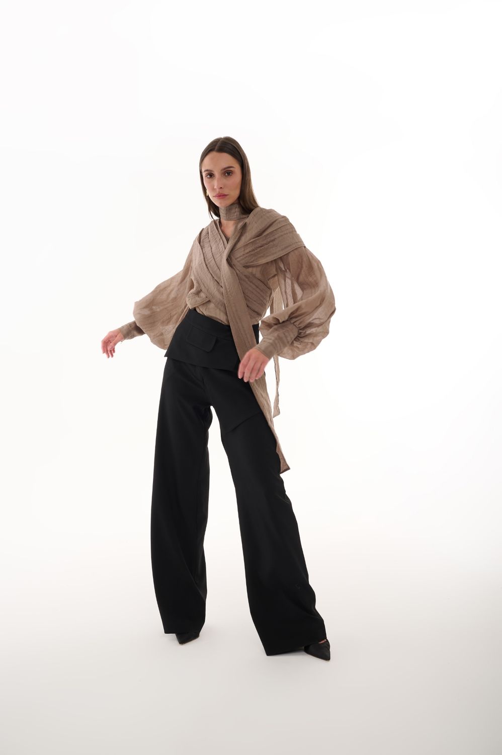 Black pants with separated mini skirt (2 pieces)