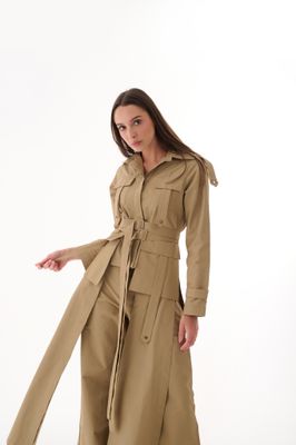 Shirt dress in Beige color