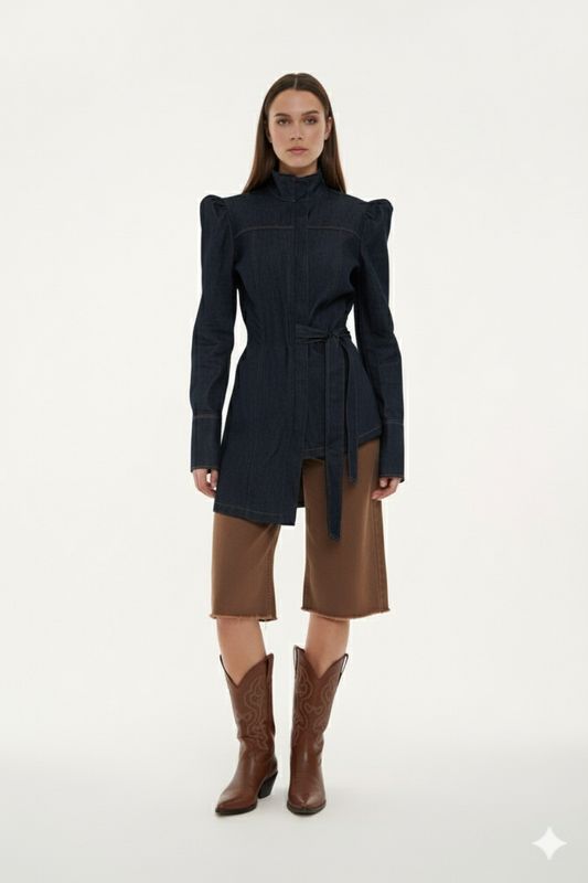 Low High Blue black Denim Jacket