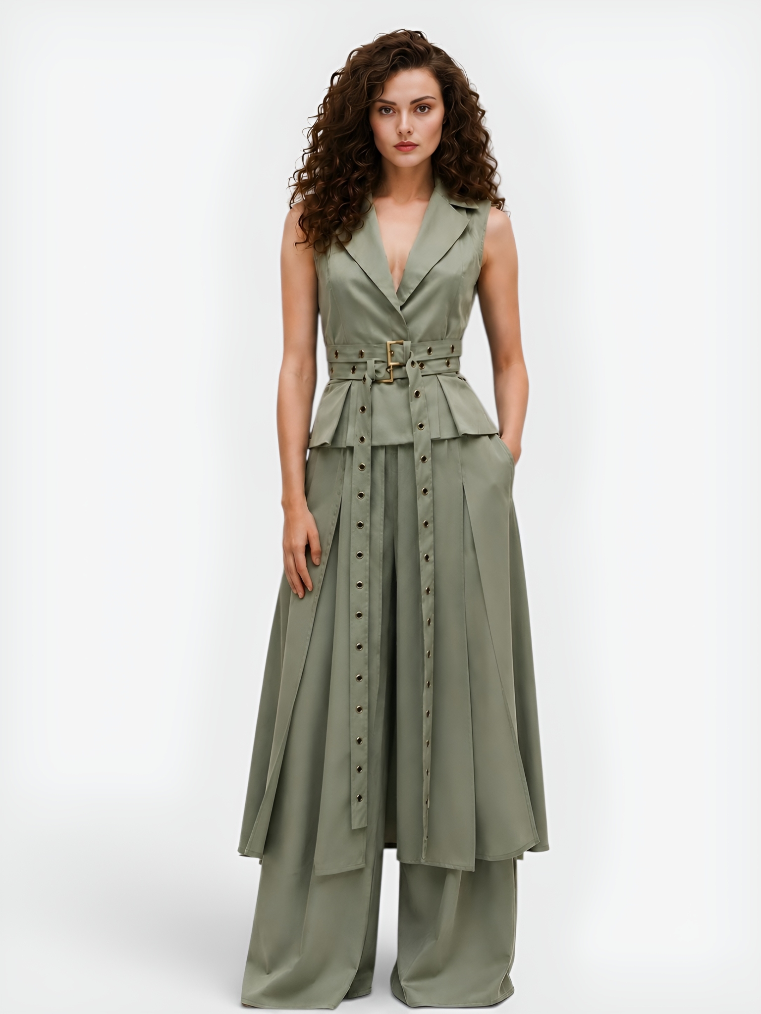 Olive Green Vest dress 1