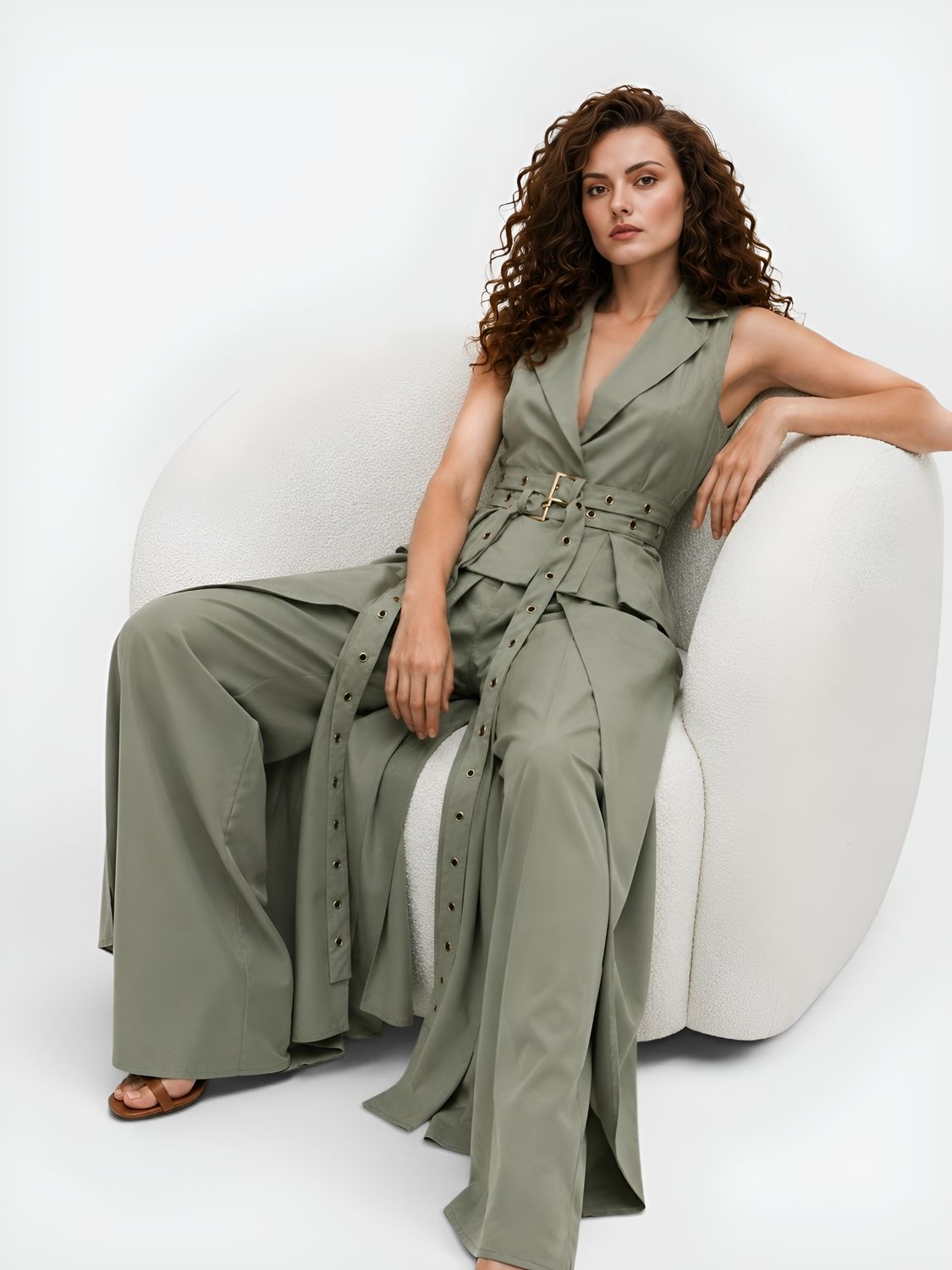 Olive Green wide leg pants