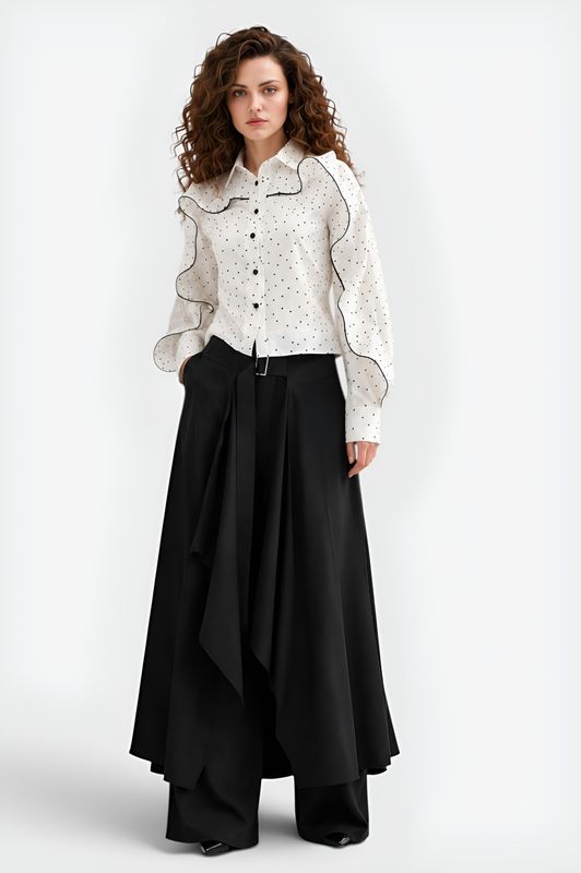 Crop Polka dots white blouse