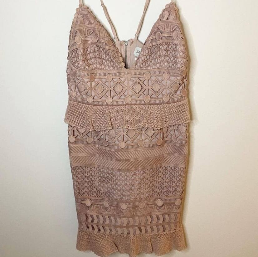 Mauve plunge neck mini dress