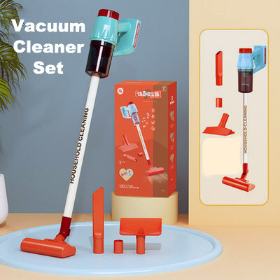 Kids Cleaning Set with Lights & Sounds Cord-Free Role Play Housekeeping Vacuum with Real Suction