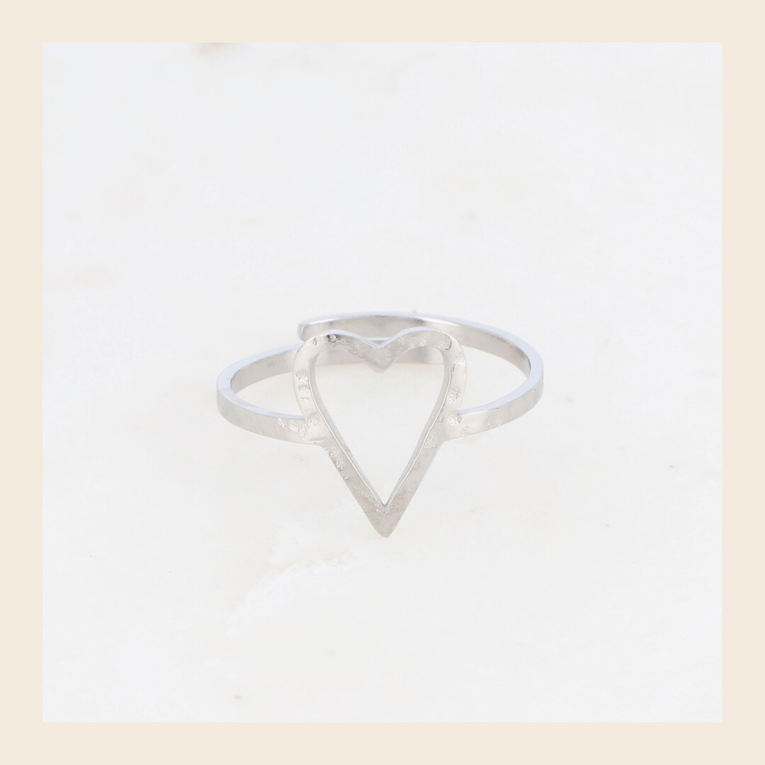 Ring - Hart zilverkleurig