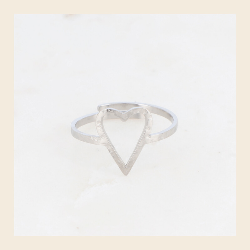 Ring - Hart zilverkleurig