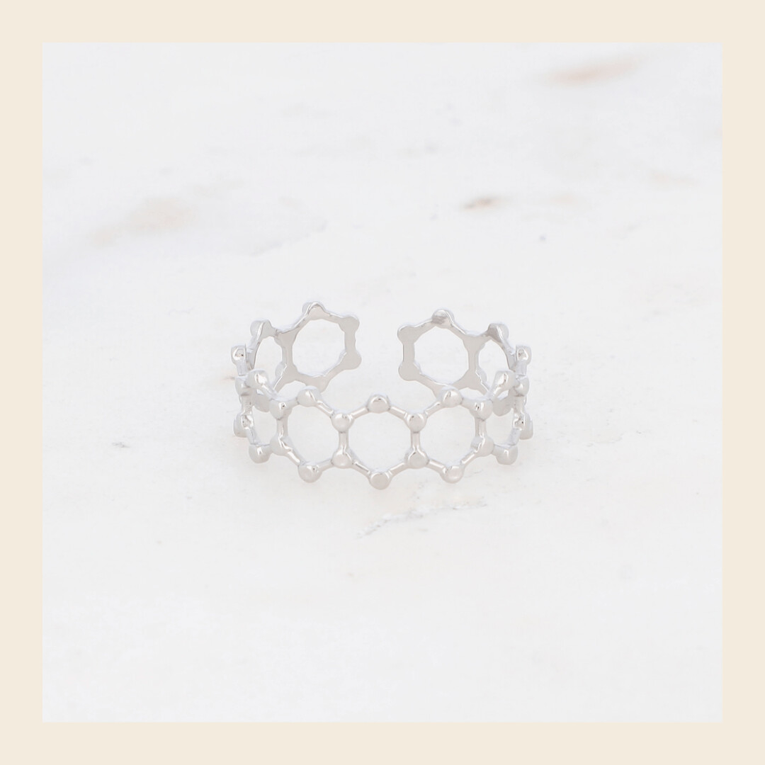 Ring - Hexi zilverkleurig