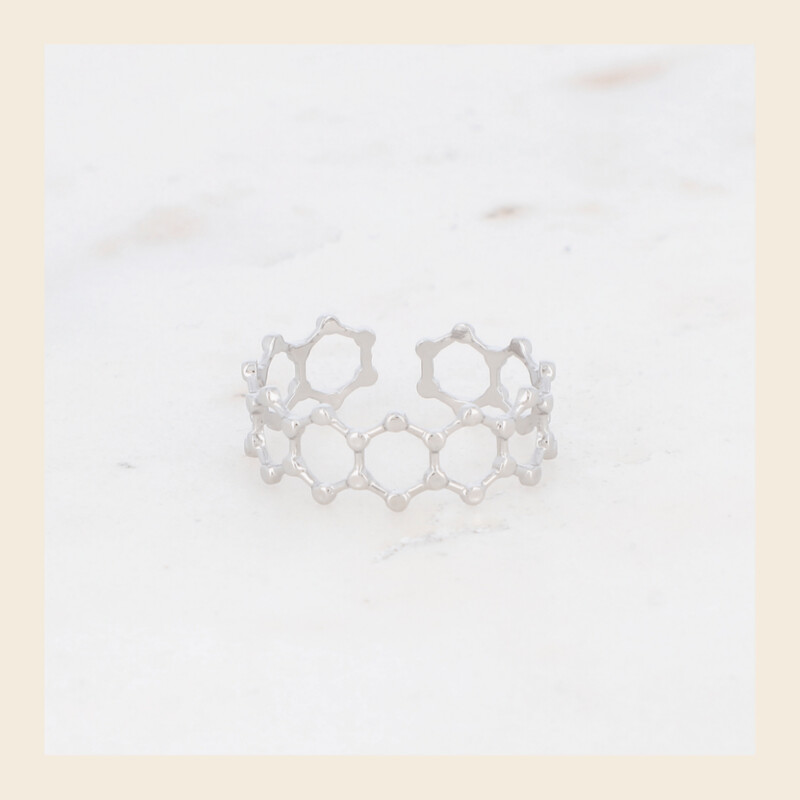 Ring - Hexi zilverkleurig