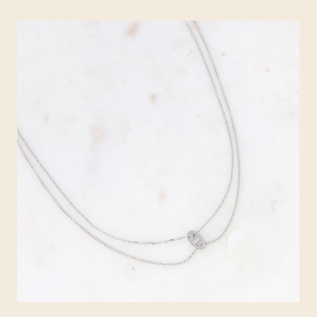 Ketting - Dubbelfun zilverkleurig