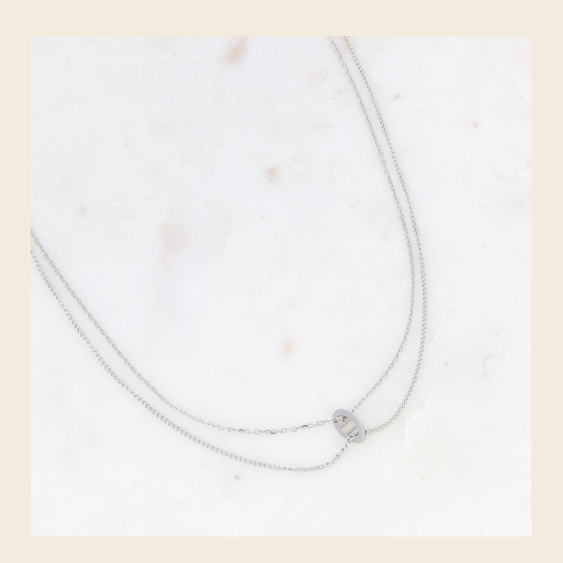 Ketting - Dubbelfun zilverkleurig