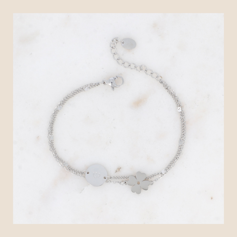 Dubbelarmbandje Luck & Love zilverkleurig