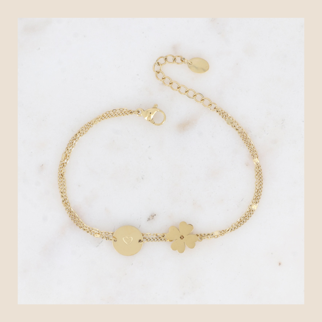 Dubbelarmbandje Luck & Love goudkleurig