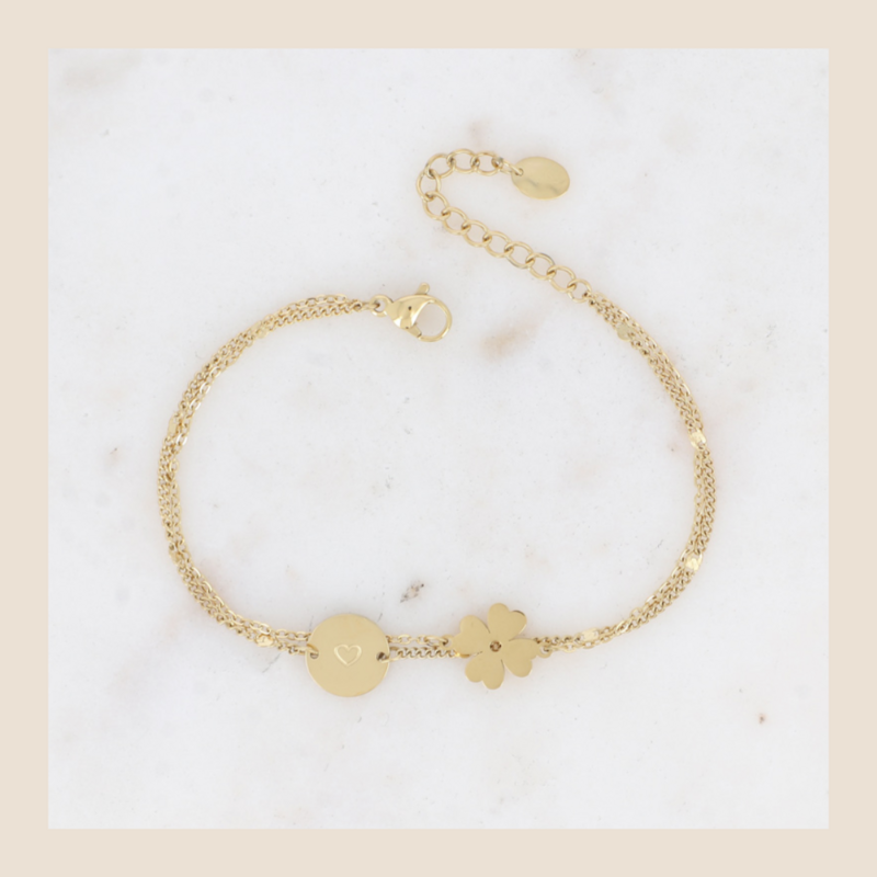 Dubbelarmbandje Luck & Love goudkleurig