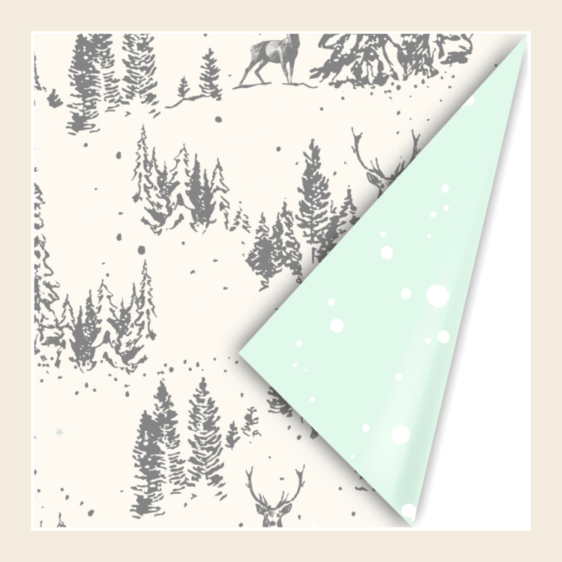 Cadeaupapier - Reindeer forest warm grey