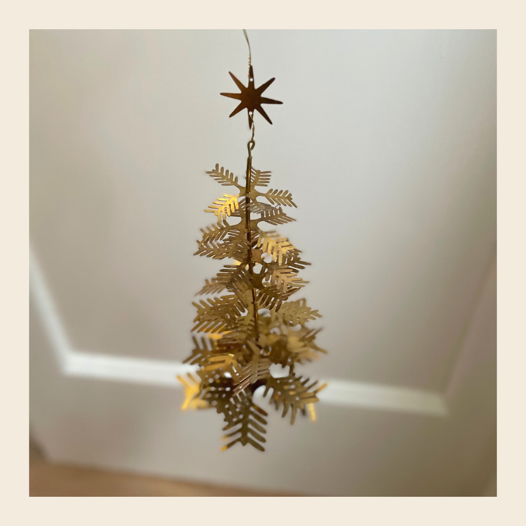 Metalen kersthanger - Tree gold