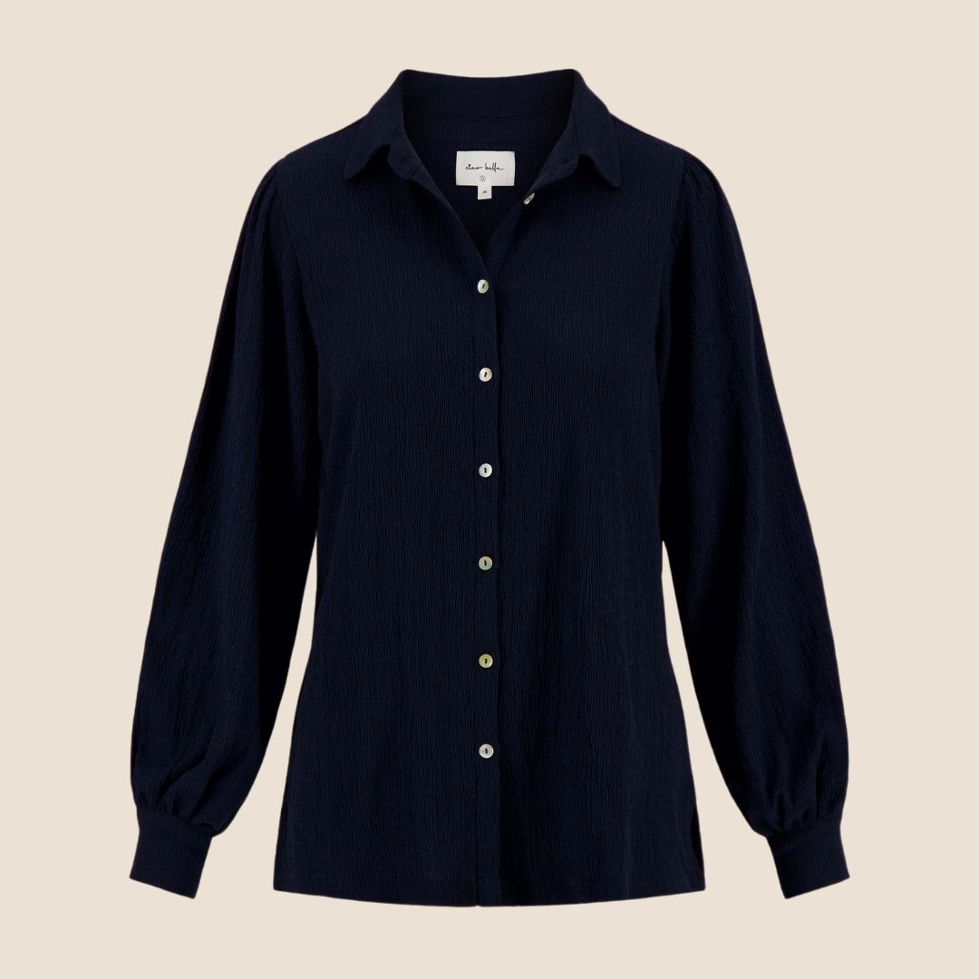 Donkerblauwe crinkle blouse van Zusss - maat S