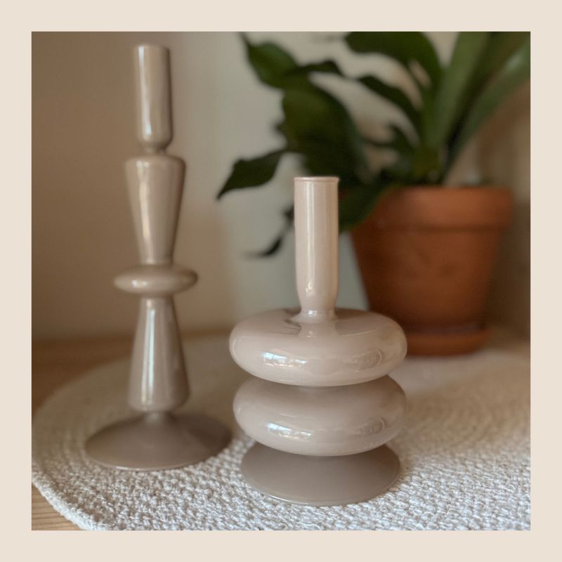 Glazen kandelaar Sofie - Sand brown