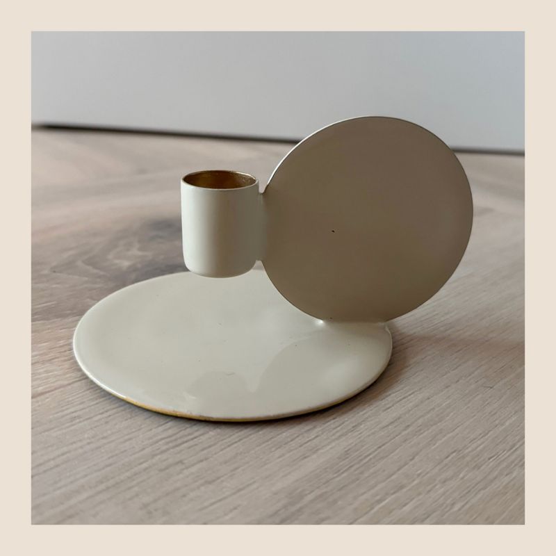 Hoogglans crème kleurige kandelaar